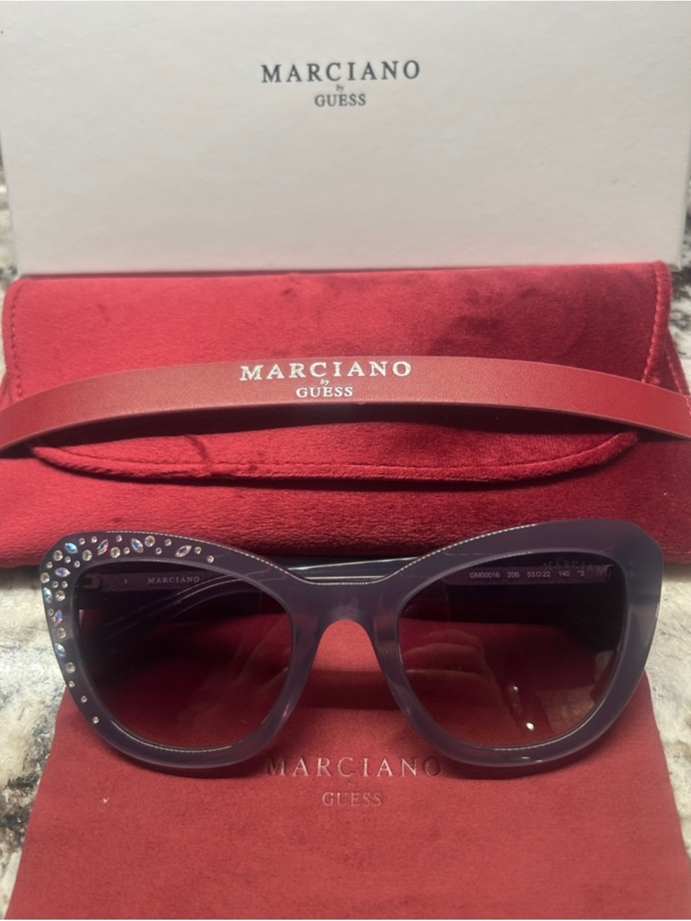 Guess by Marciano Purple Crystal Cat-Eye Sunglasses